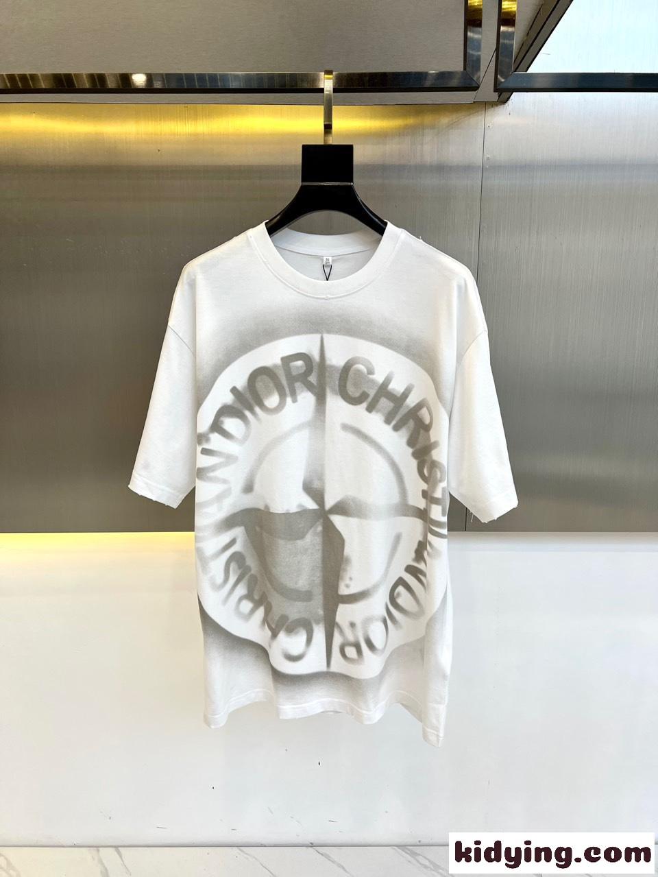 カジュアル おしゃれ プリント 半袖Tシャツ クリスチャン・ディオール Tシャツ コピー ホワイト-0