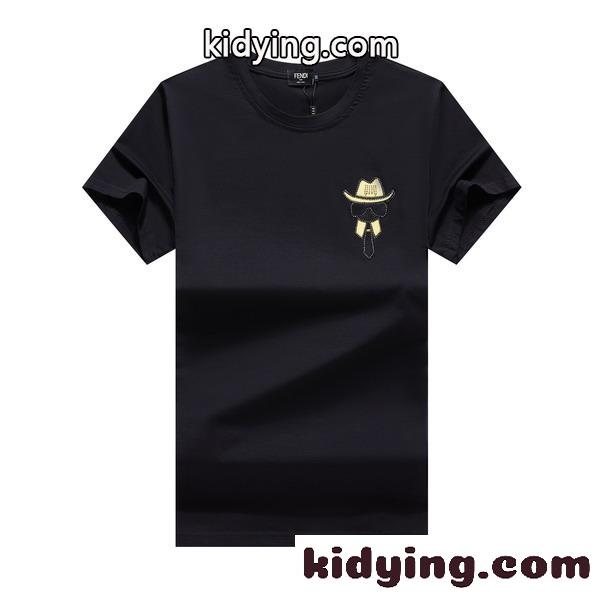 合わせやすい カジュアル スタイリッシュ ロゴ フェンディ Tシャツ コピー 半袖 トップス クルーネック-1