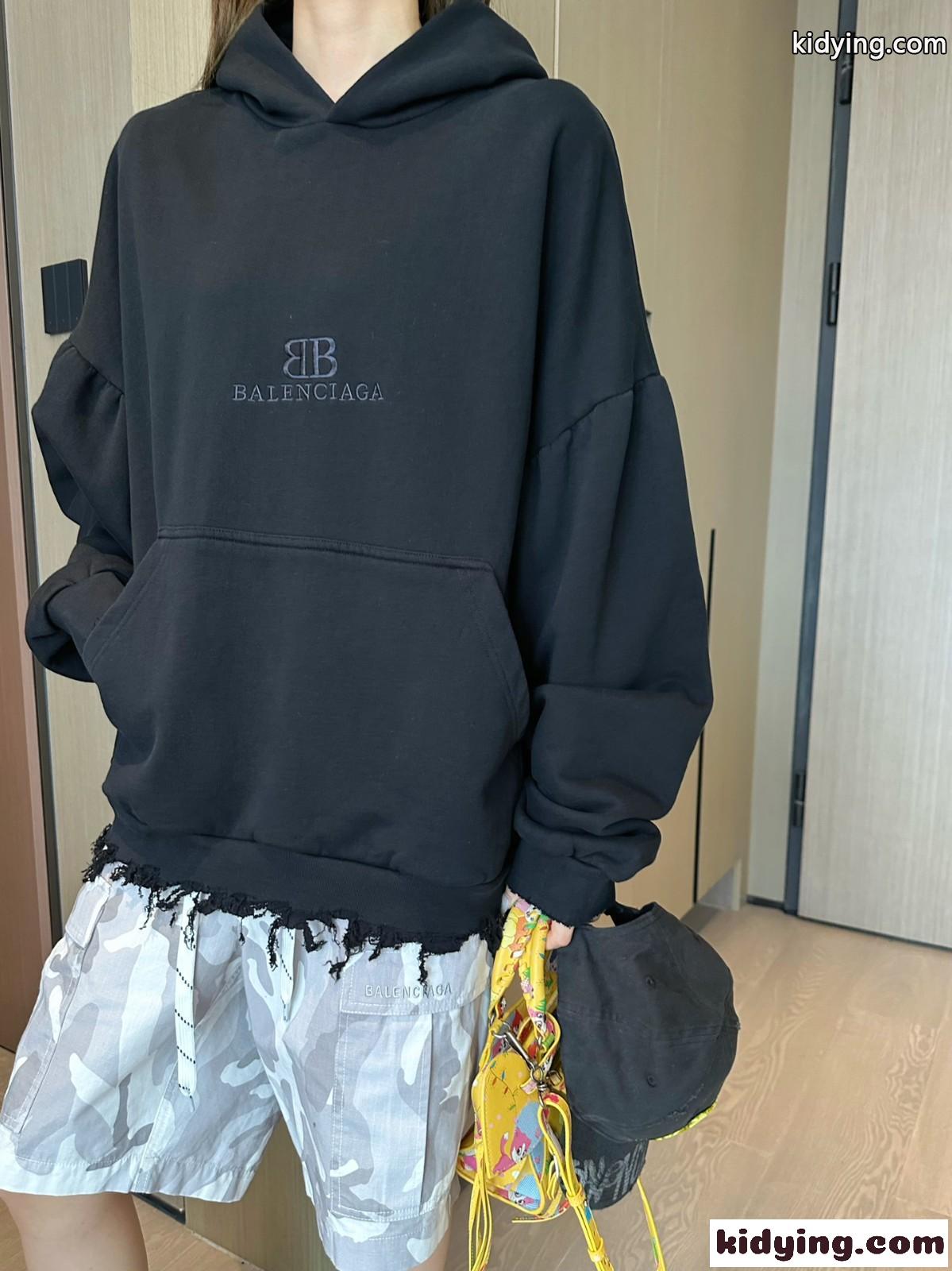ユニセックス オーバーサイズ フーディー バレンシアガ パーカー コピー ブラック-4