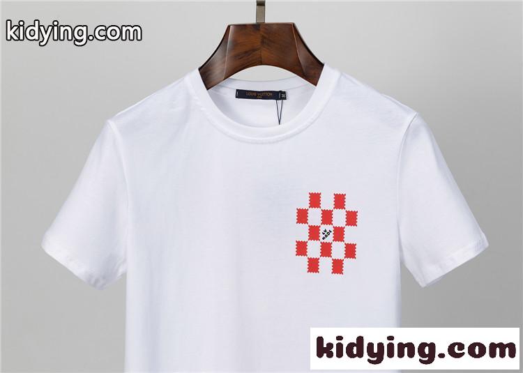 個性的 ファッション プリント クルーネック 快適 ルイ・ヴィトン Tシャツ コピー 夏 トップス 半袖 定番-4