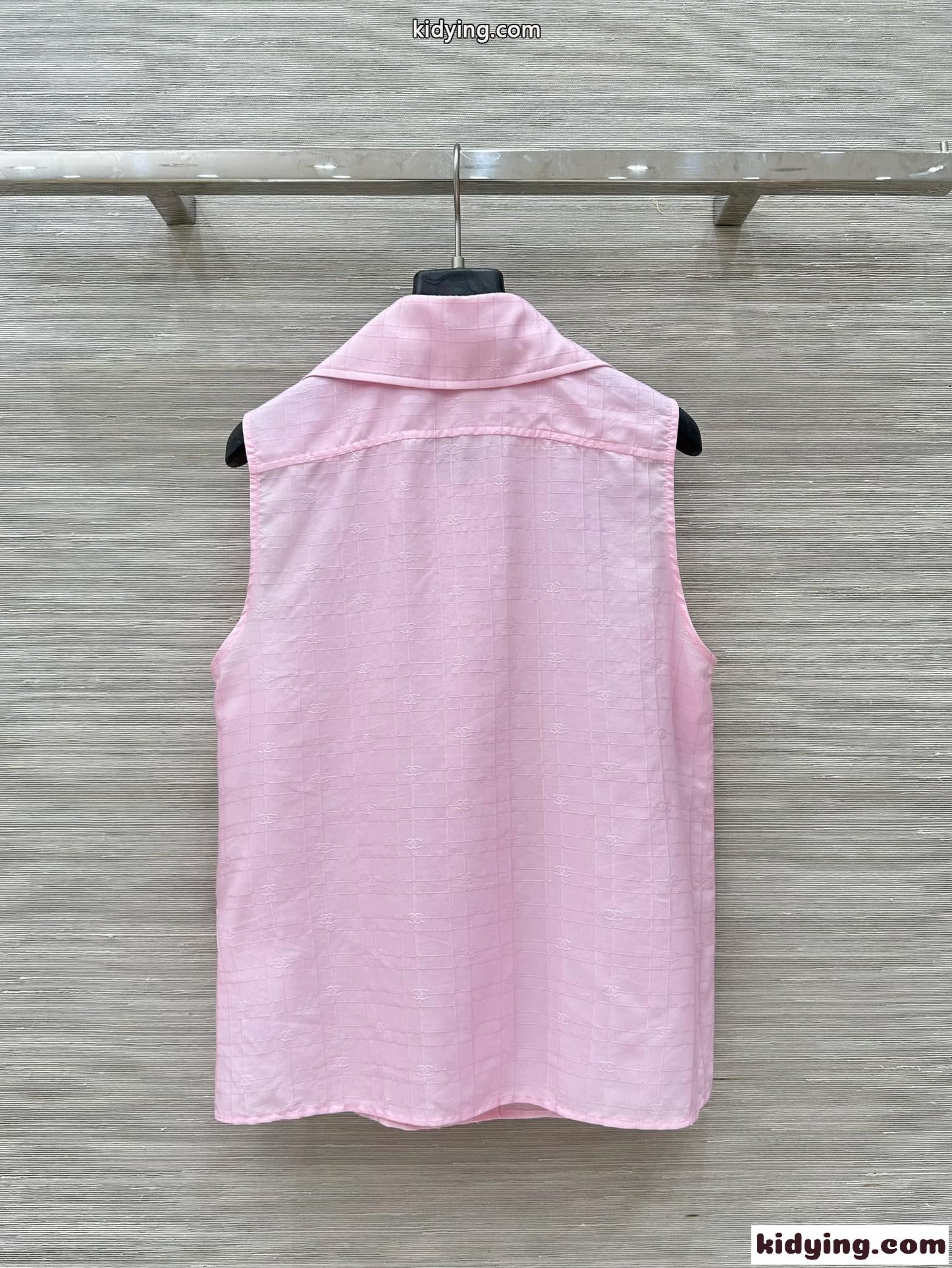 シンプル 合わせやすい シャネル シャツ コピー ノースリーブシャツ ピンク-4