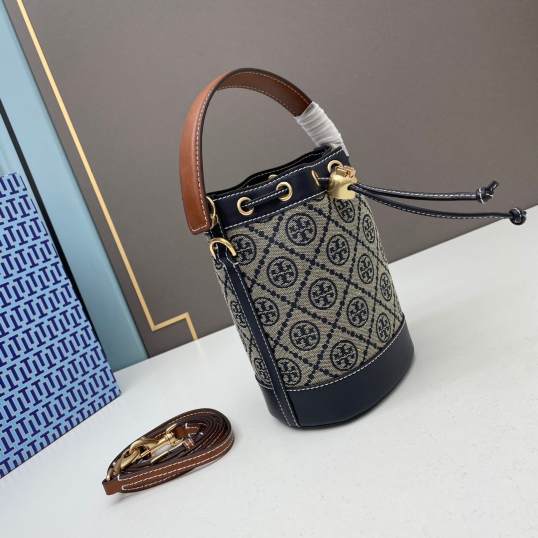 おしゃれ 人気 Tory Burch T モノグラム ジャカード ミニ バケットバッグ コピー-1