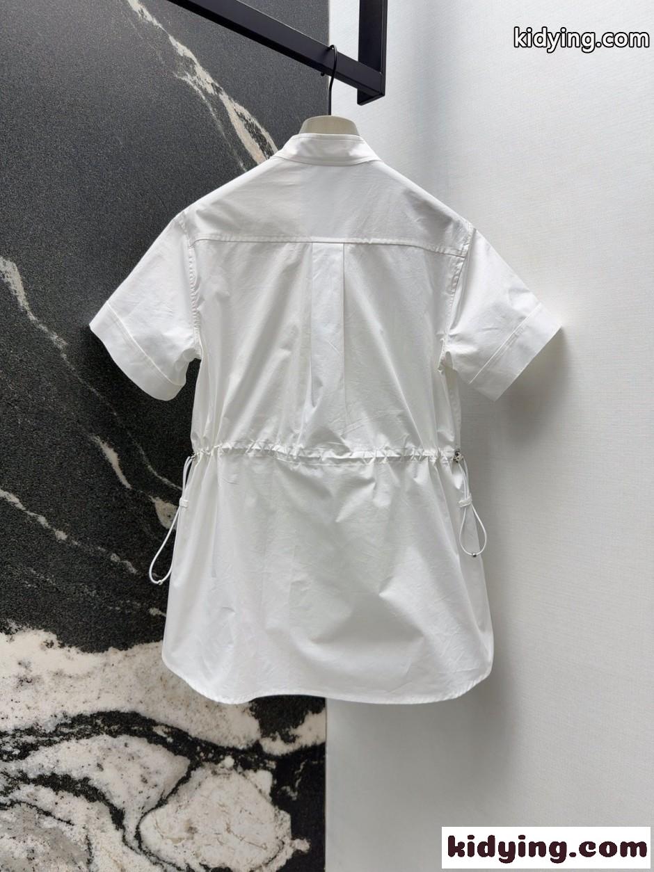 洗練された ドローストリングシャツ エルメス シャツ コピー 半袖 ホワイト-4