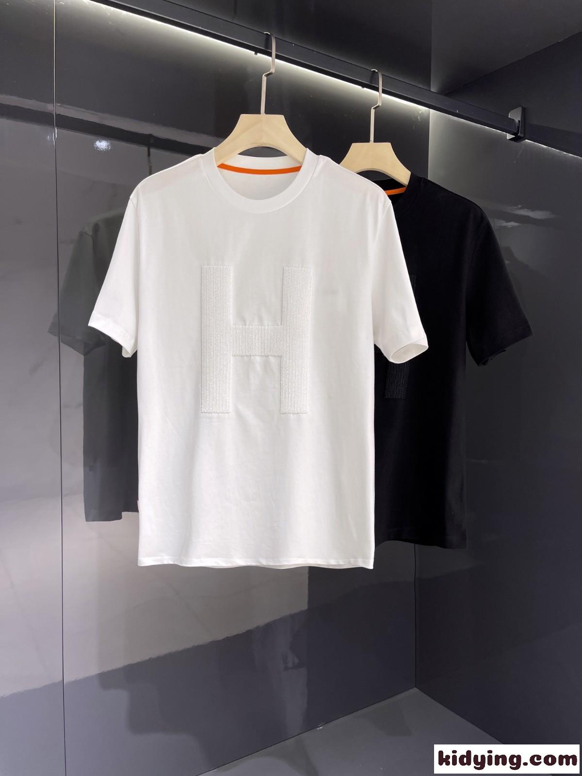 おしゃれ カジュアル 通気 快適 エルメス 半袖tシャツ コピー クルーネック コットン トップス-0