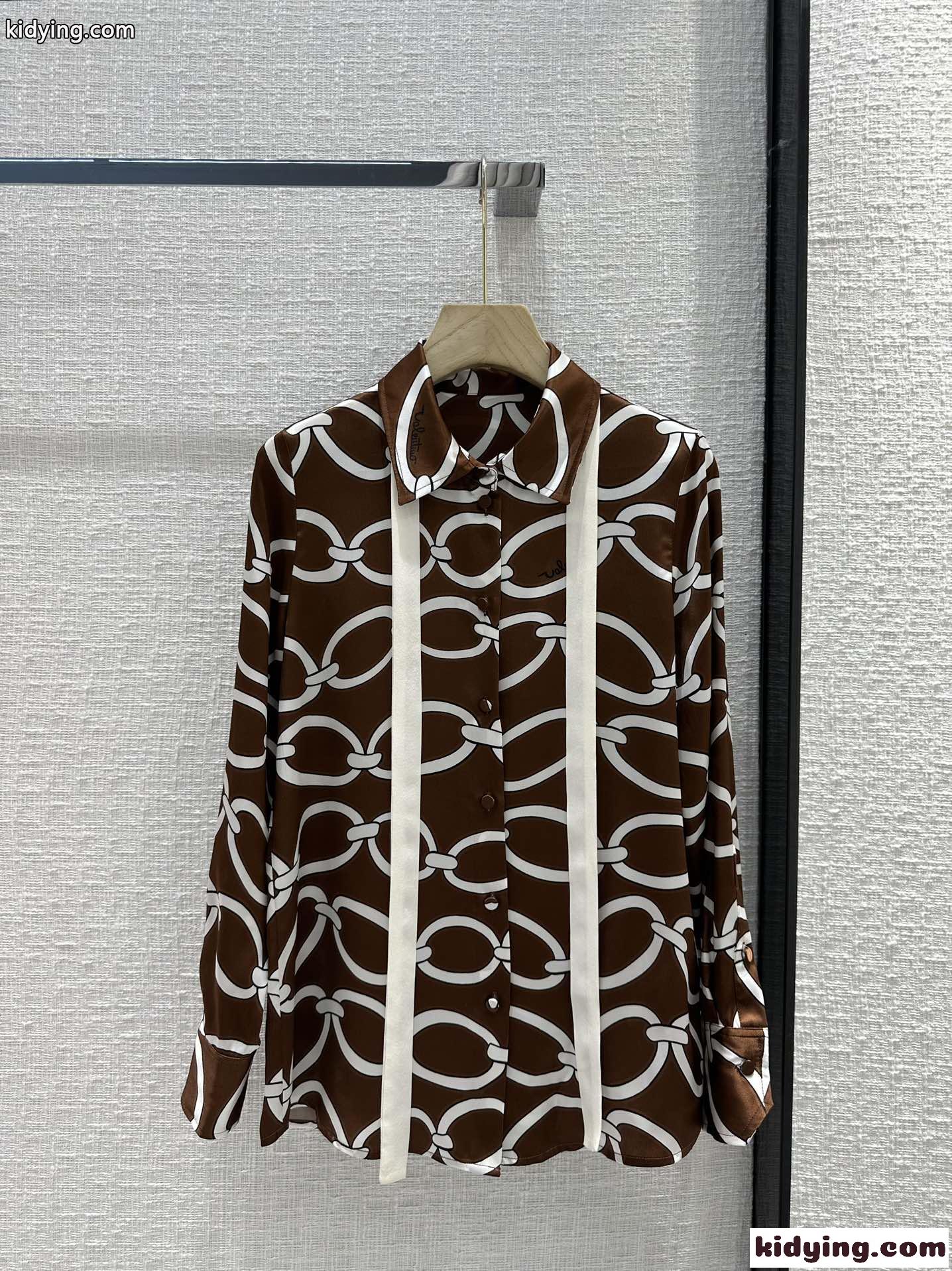ヴァレンティノ シャツ コピー レディース Valentino CHAIN 1967 シャツ シルク ロゴ-0