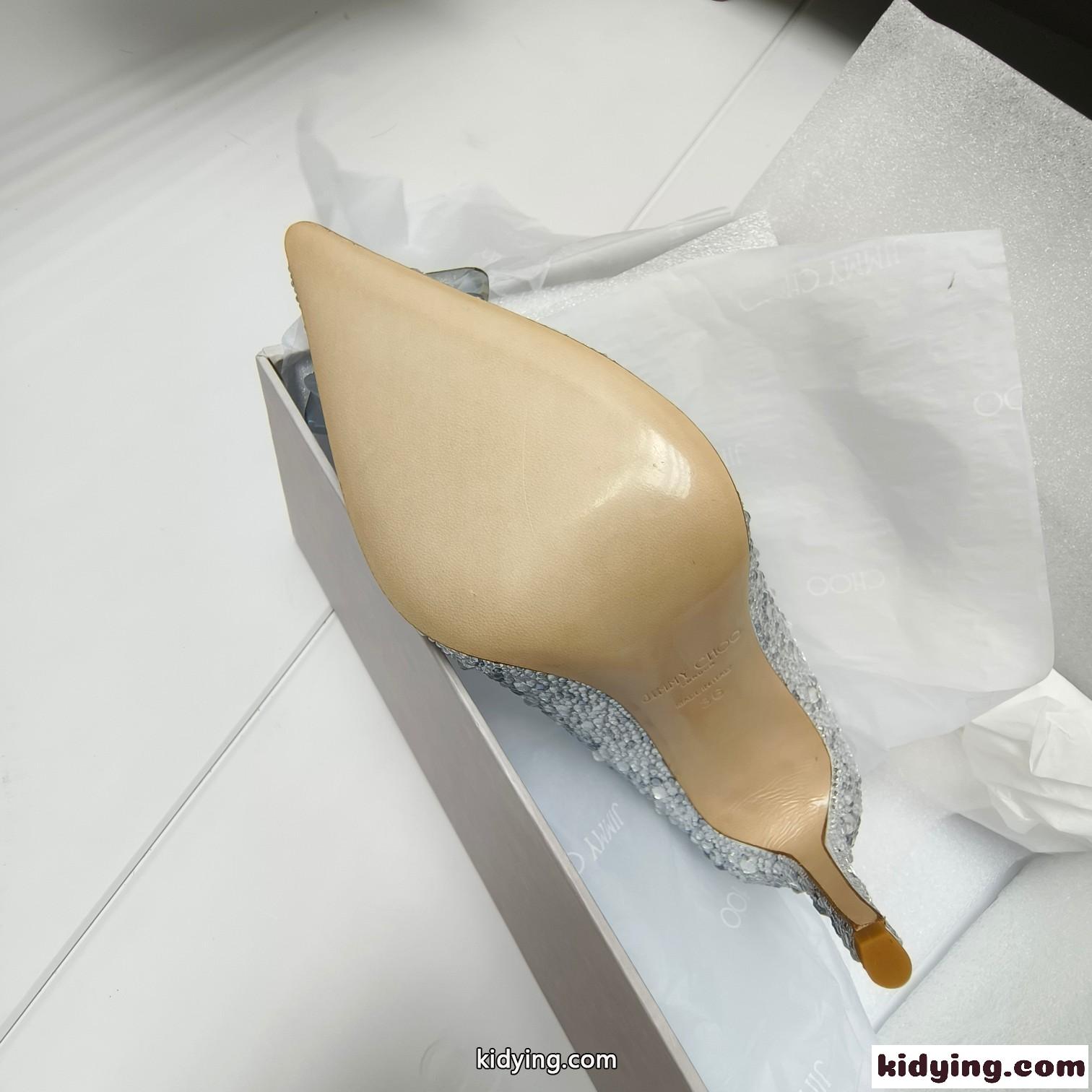 10cm クリスタルポインテッドトゥパンプス ジミーチュウ パンプス コピー グリーン-3
