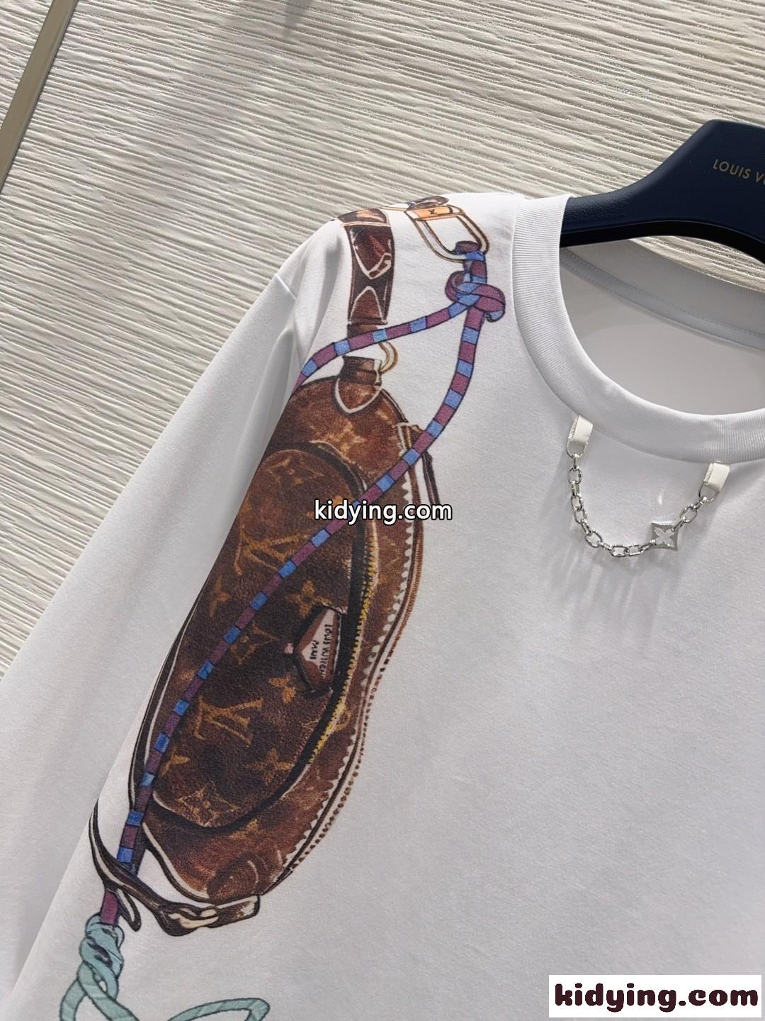 キープイット プリント ロングスリーブTシャツ ルイ・ヴィトン Tシャツ コピー ホワイト-1