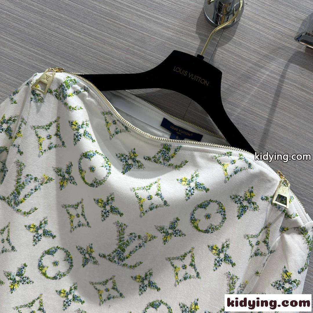 ボートネック フローラルモノグラム 半袖Tシャツ ルイ・ヴィトン Tシャツ コピー-0