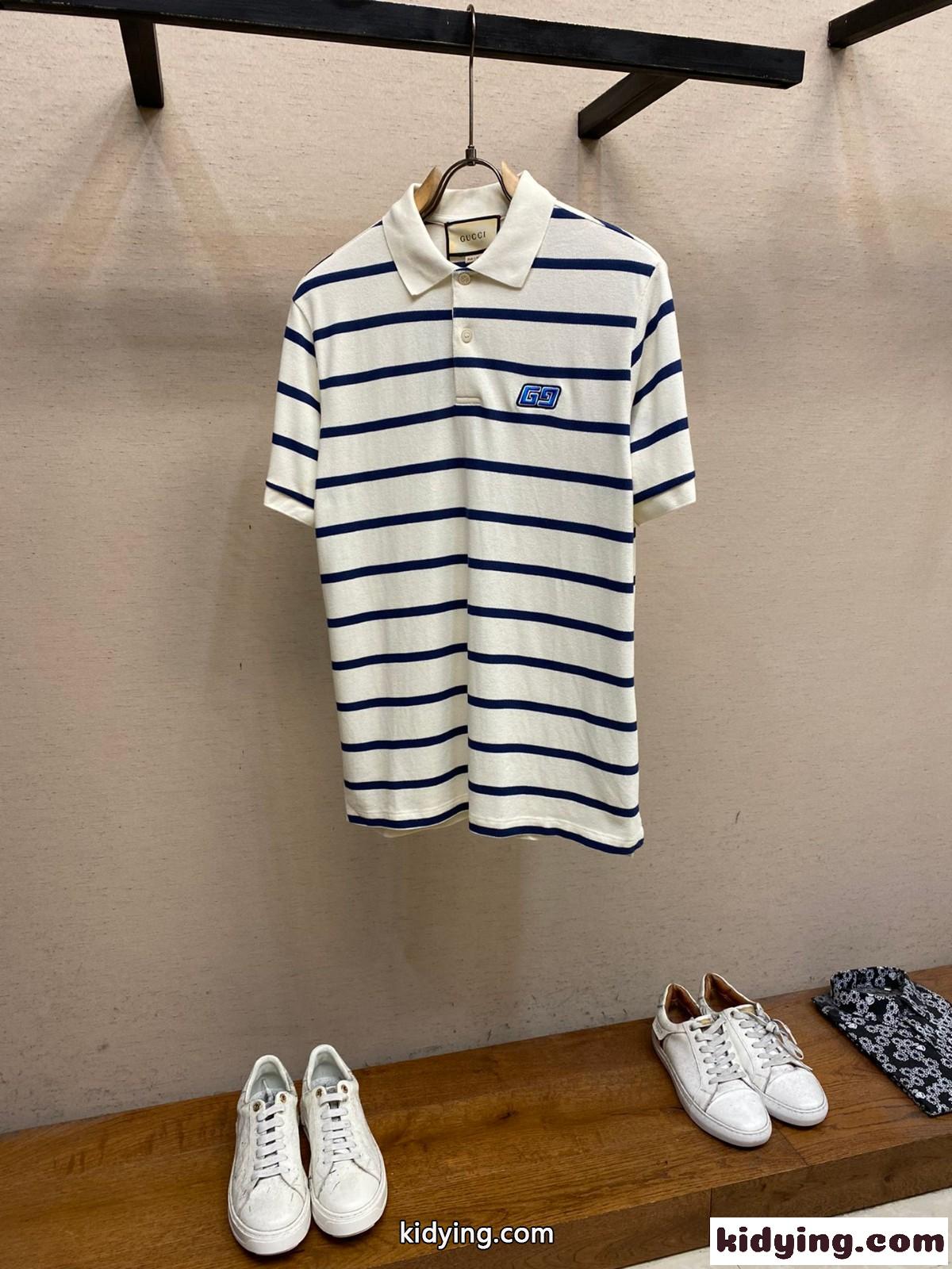 上品 カジュアル コットン ポロシャツ グッチ 半袖Tシャツ コピー ホワイト-2