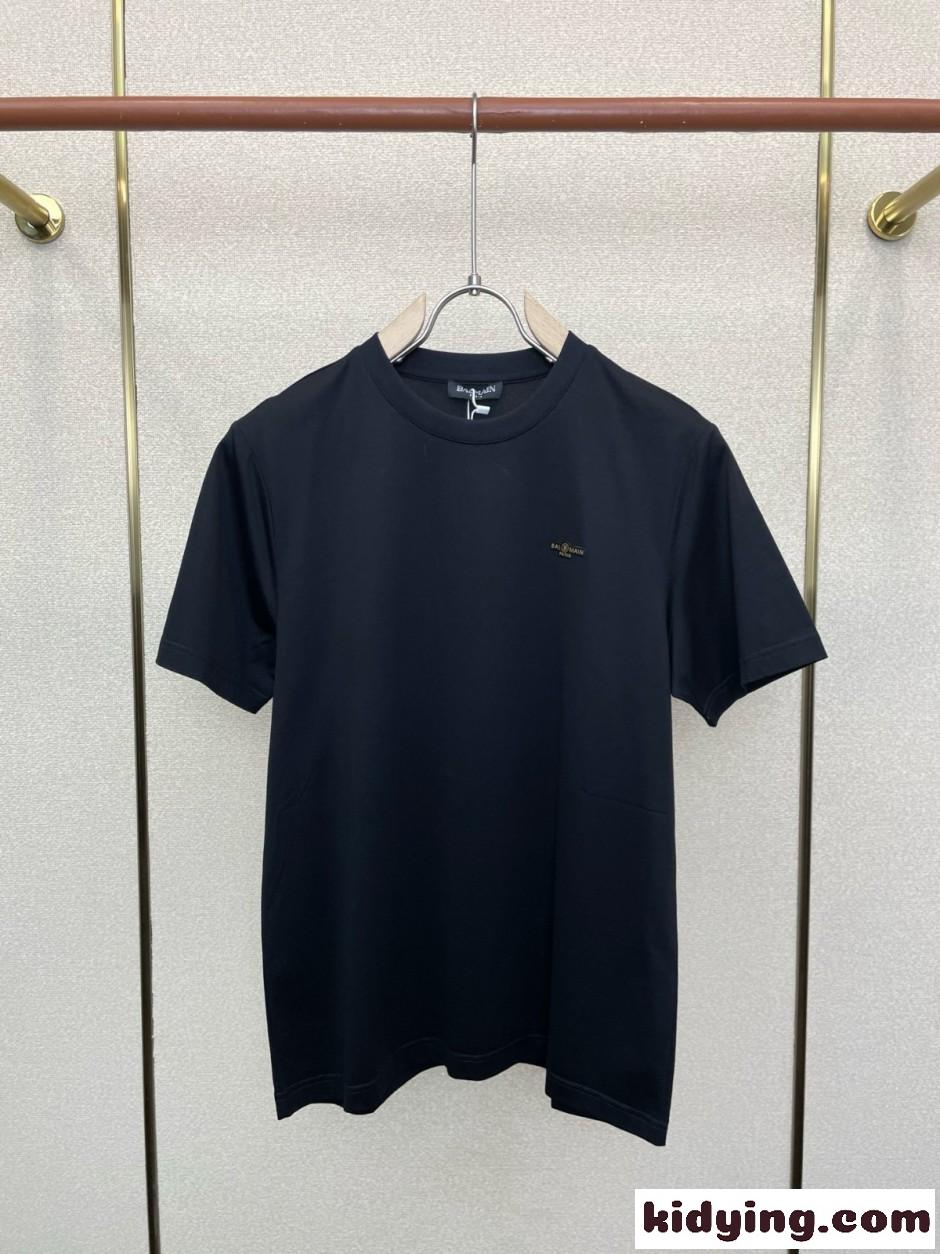 シンプル 合わせやすい ロゴ 半袖Tシャツ バルマン Tシャツ 偽物-1