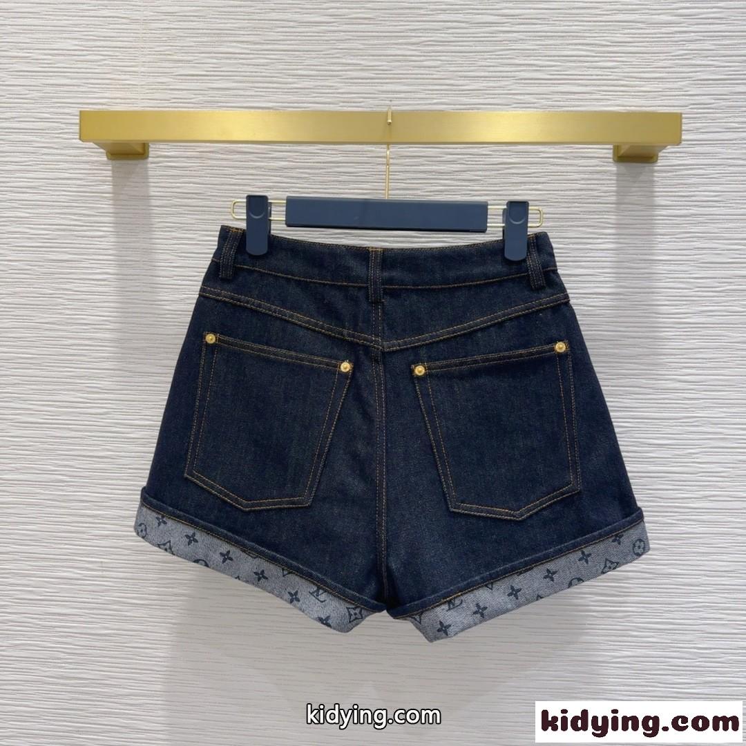 カフドヘム デニムミニショーツ ルイ・ヴィトン パンツ スーパーコピー レディース-4
