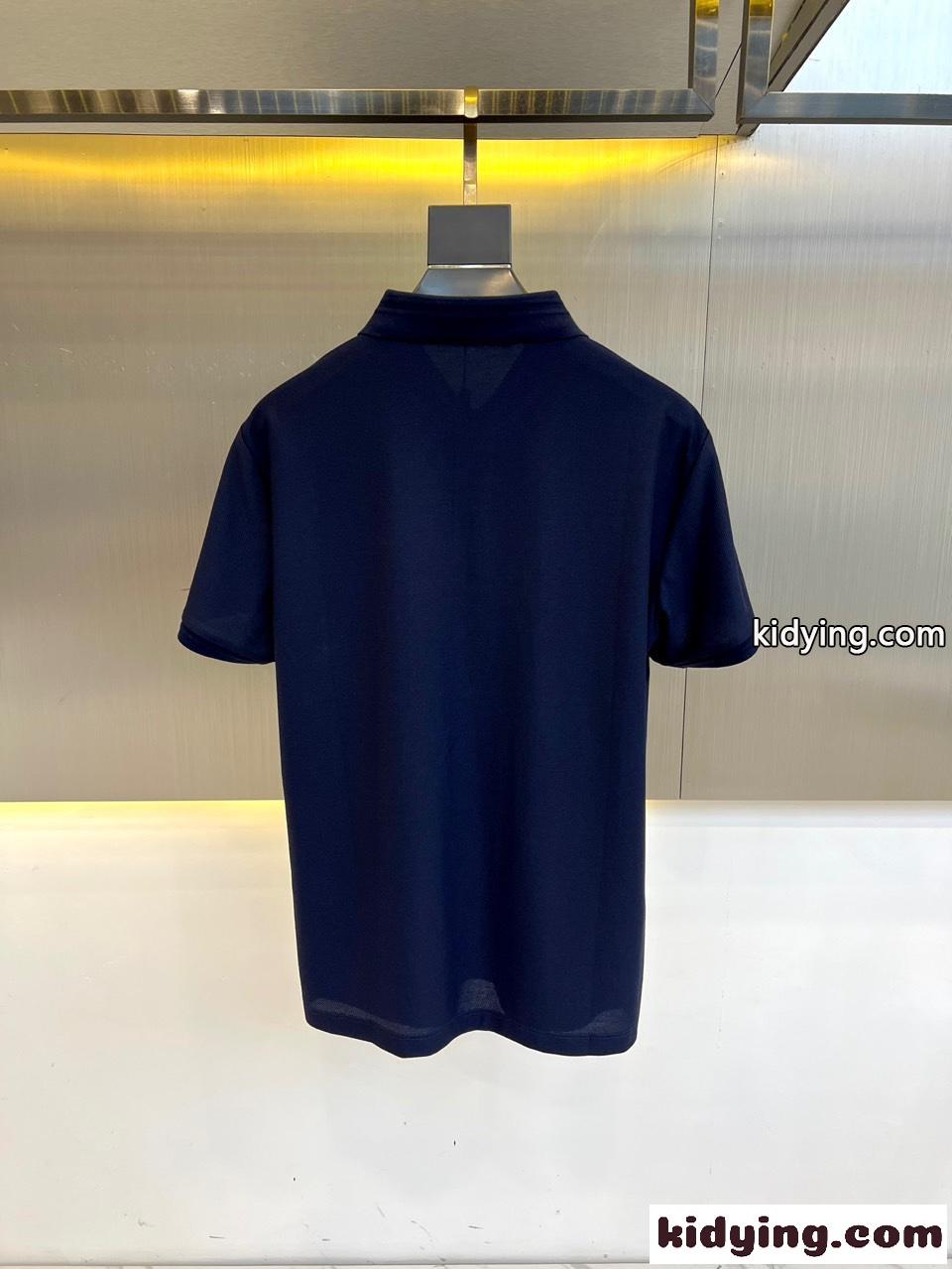 洗練された シンプル ドルチェ&ガッバーナ Tシャツ 偽物 半袖 ポロシャツ ブルー-1