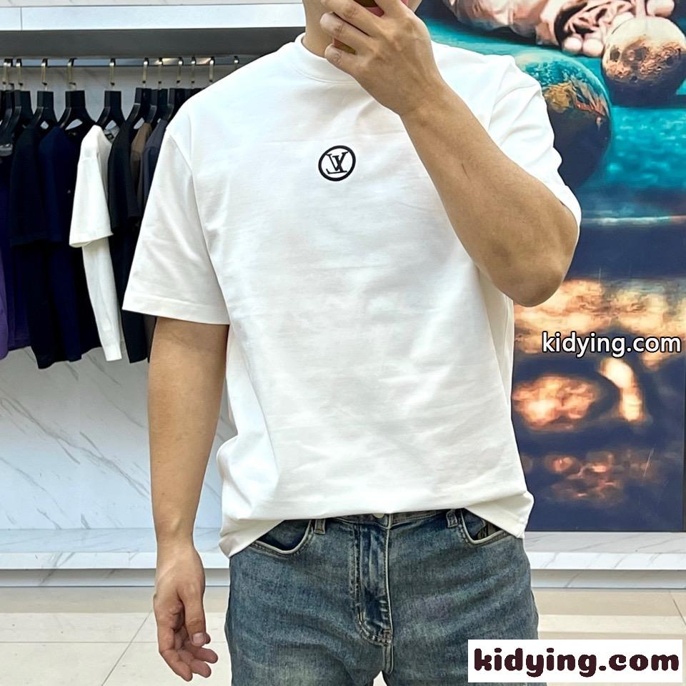 カジュアル ロゴ コットン 半袖Tシャツ ルイ・ヴィトン Tシャツ コピー ホワイト-1