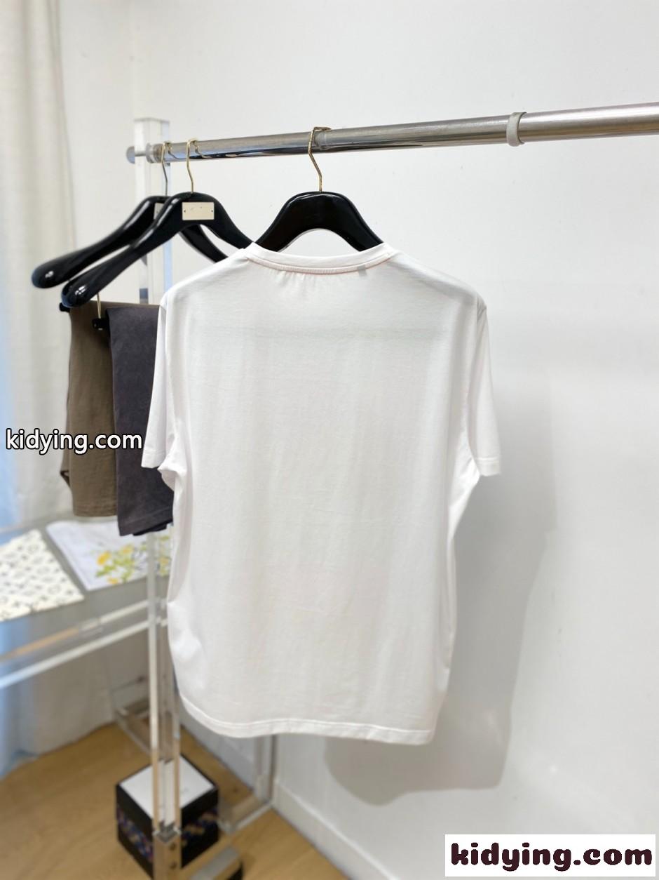 お洒落 プリント 半袖Tシャツ エルメス Tシャツ 偽物 クルーネック ホワイト-4