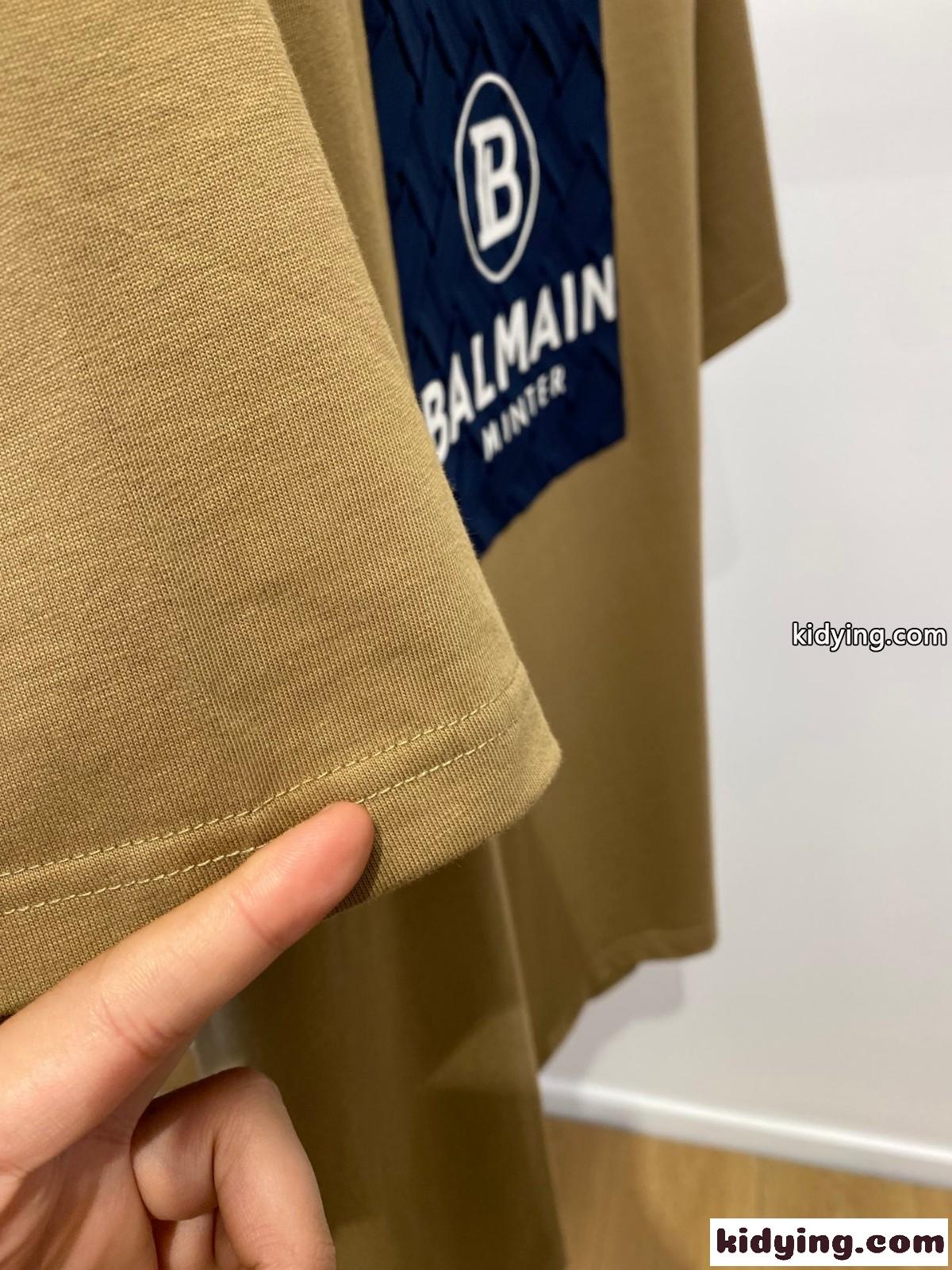 カジュアル おしゃれ クルーネック バルマン Tシャツ コピー 半袖 コットン トップス-3