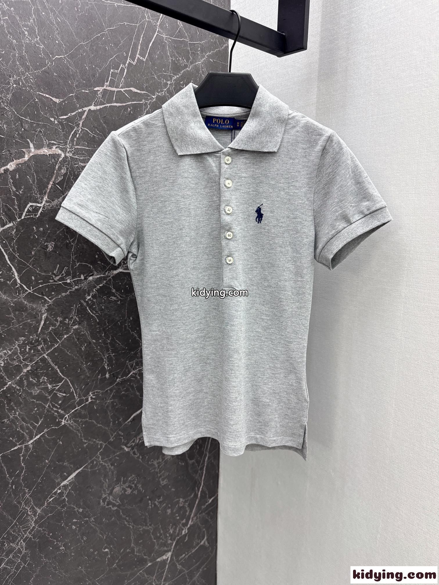 スリム フィット ストレッチ ポロシャツ ラルフローレン 半袖Tシャツ コピー グレー-2