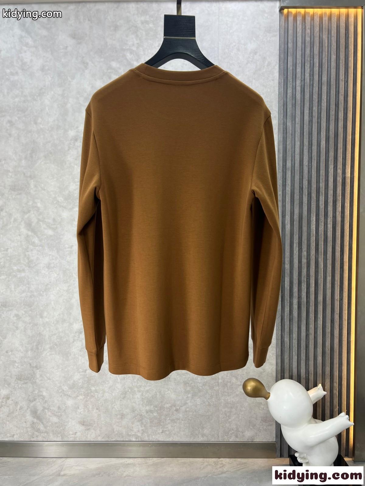 ベーシック ロゴ クルーネック エルメネジルド・ゼニア Tシャツ コピー スウェットシャツ ブラウン-1