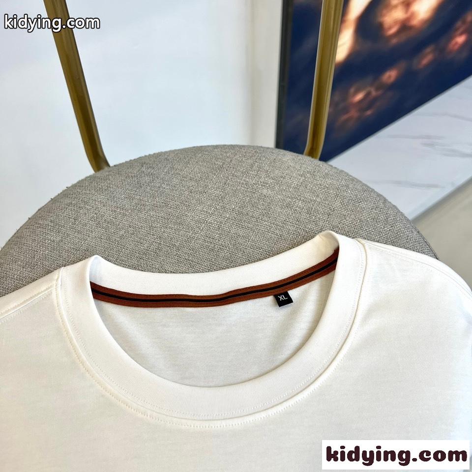 シンプル ロゴ入り クルーネック エルメネジルド・ゼニア 半袖Tシャツ コピー ホワイト-2