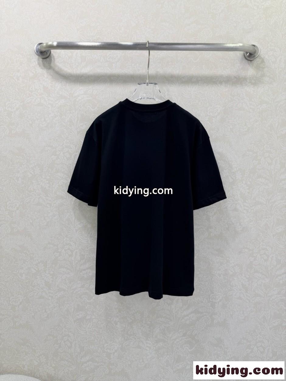 コットン プリント 半袖Tシャツ アレキサンダーワング Tシャツ 偽物 ブラック-4