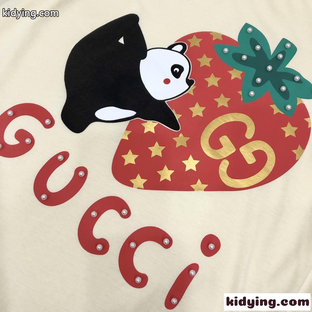 可愛い プリント クルーネック 定番 グッチ 半袖Tシャツ コピー コットン 着心地いい 春夏 トップス 2色 カジュアル-1
