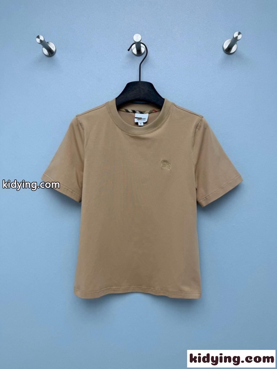 シンプル クルーネック 半袖Tシャツ バーバリー Tシャツ 偽物 コットン ベージュ-0