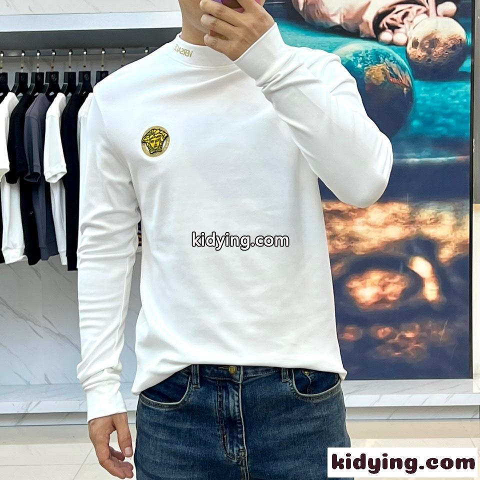 ベーシック メンズ 合わせやすい ヴェルサーチェ Tシャツ 偽物 長袖Tシャツ ホワイト-1