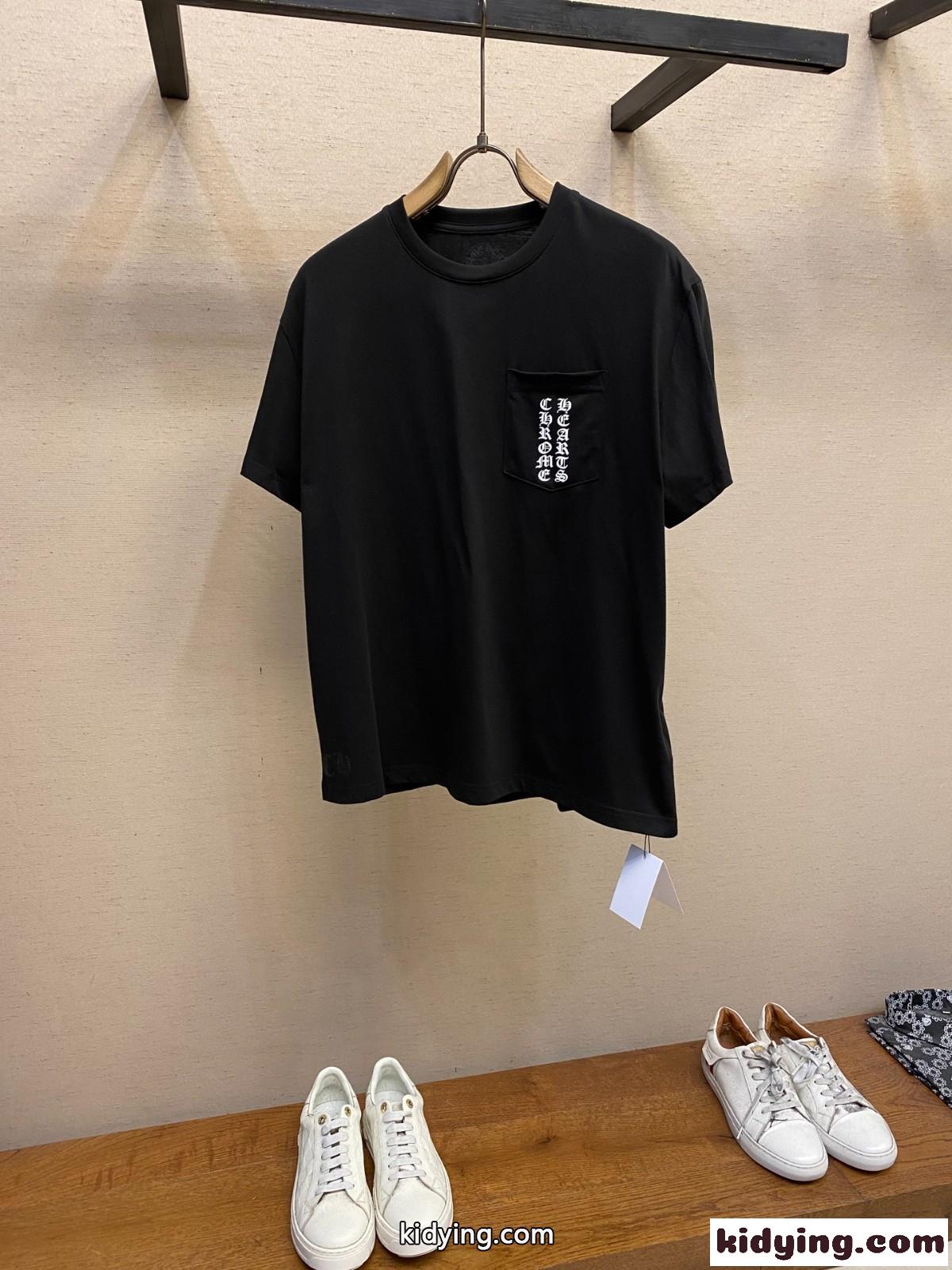 カジュアル コットン 半袖Tシャツ クロムハーツ Tシャツ コピー クルーネック ブラック-2