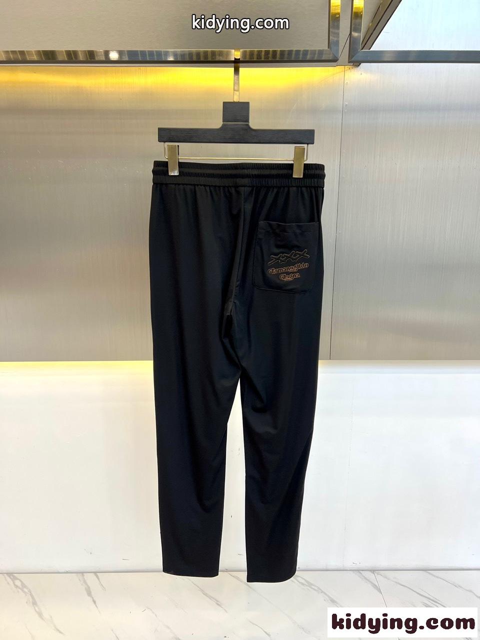 カジュアル 速乾 スウェットパンツ エルメネジルド・ゼニア パンツ コピー ブラック-2