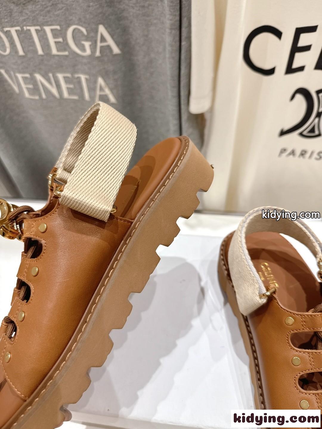 CELINE ビリー チャンキーサンダル セリーヌ スーパーコピー ブラウン-2