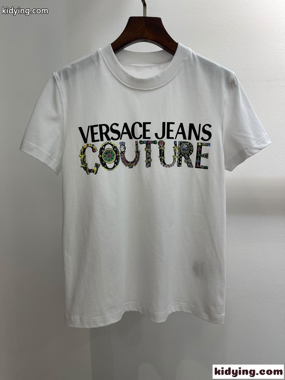 4色あり 合わせやすい プリント クルーネック ヴェルサーチェ 半袖Tシャツ コピー コットン 着心地いい トップス-2