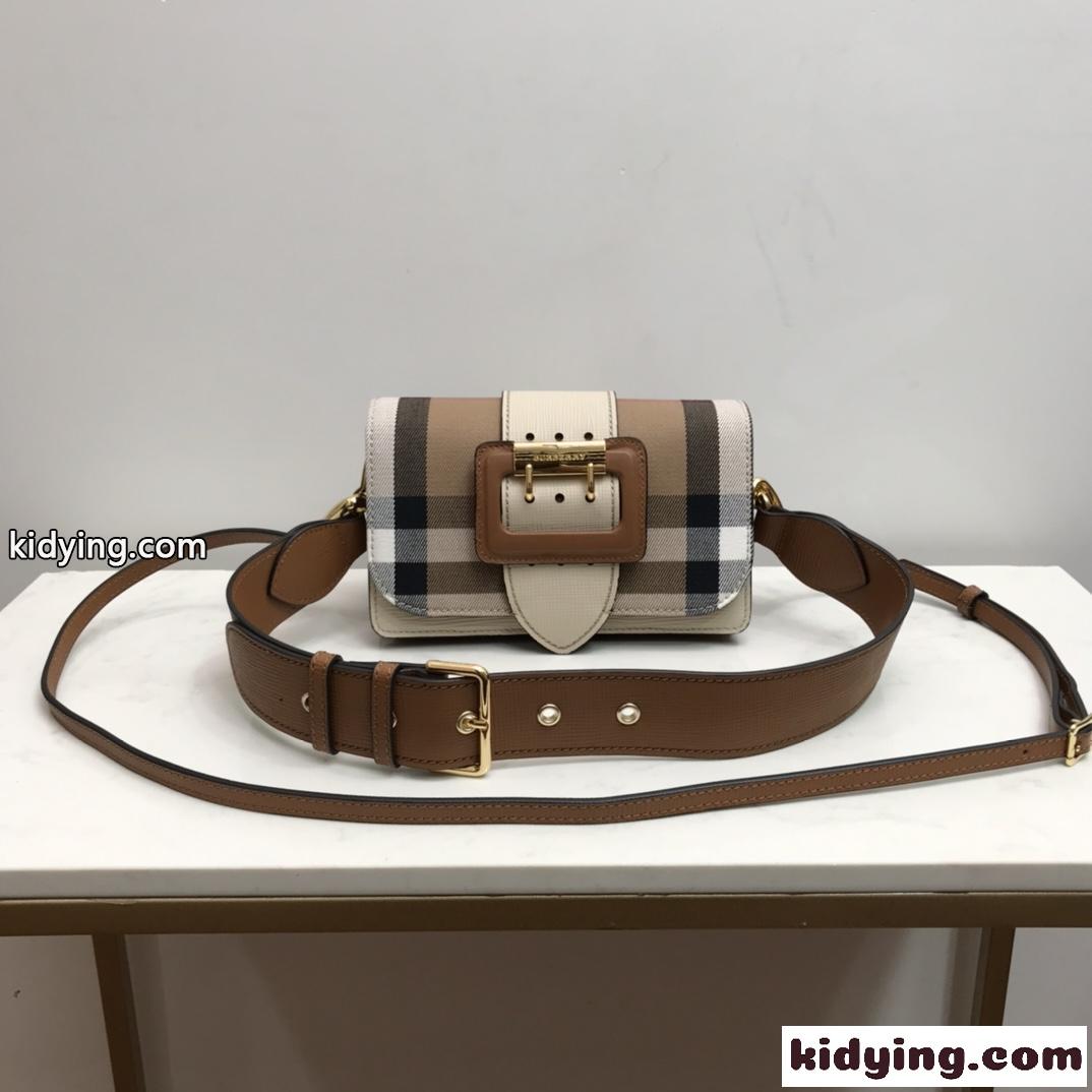 THE BUCKLE - HOUSE チェック レザー コンパクト お洒落 バーバリー バッグ コピー ショルダーバッグ-0
