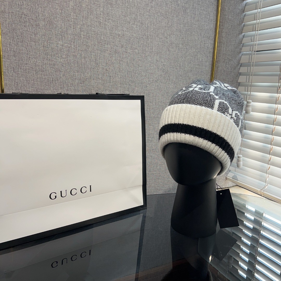 グッチ 帽子 コピー ユニセックス 秋冬 定番 GG カシミアニット ハット-1