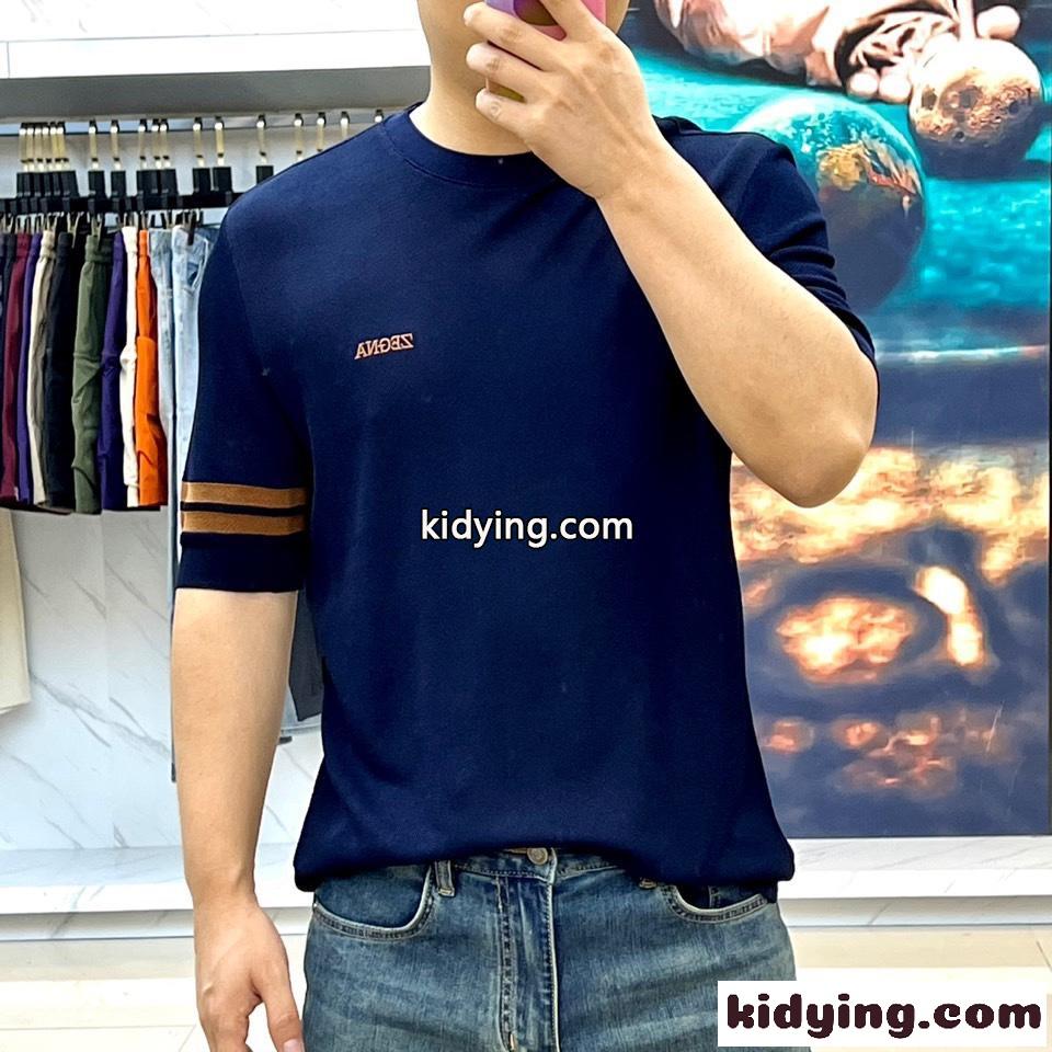 エルメネジルド・ゼニア 半袖Tシャツ コピー 着心地いい クルーネック ネイビー-1