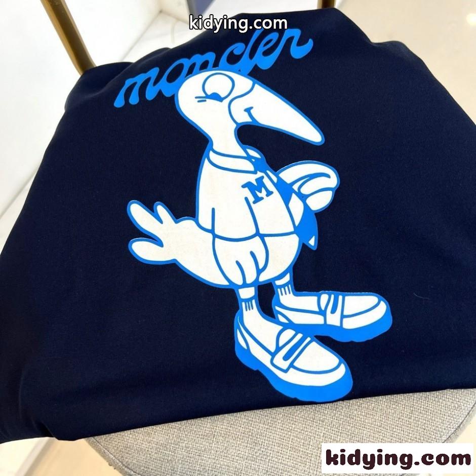 遊び心あふれる プリント 半袖Tシャツ モンクレール Tシャツ 偽物 ネイビー-1