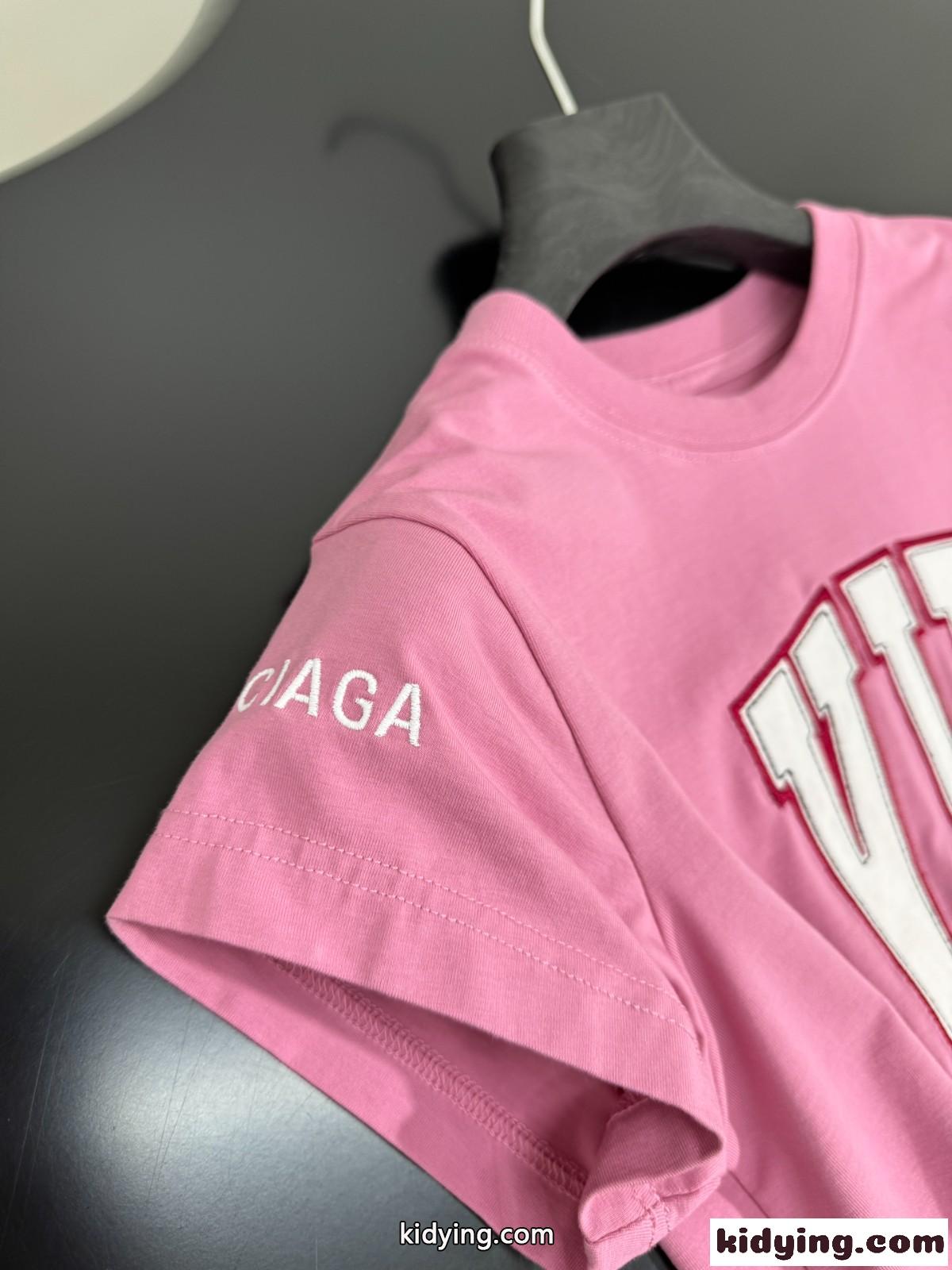 カジュアル フェンミン コンパクト 半袖Tシャツ バレンシアガ Tシャツ コピー ピンク-2