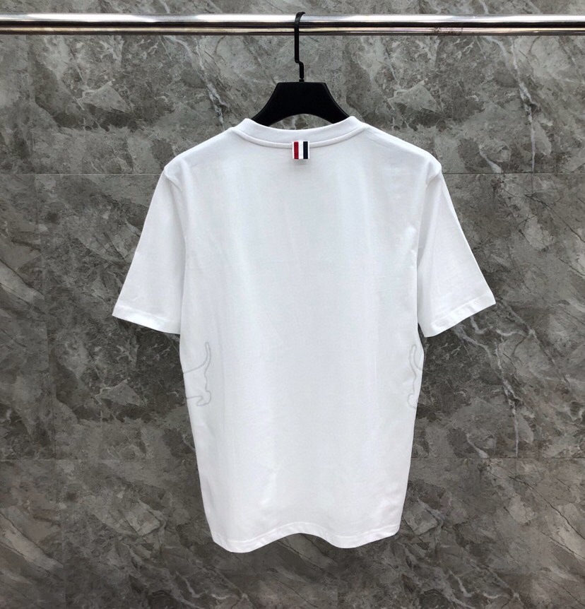 トムブラウン Tシャツ 偽物 可愛い おしゃれ プリント コットン 半袖Tシャツ-4