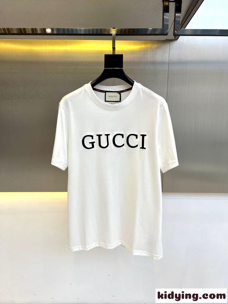 シンプル コットン クルーネック 半袖Tシャツ グッチ Tシャツ 偽物 ホワイト-0