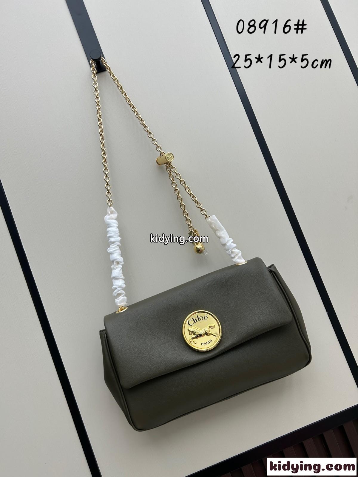 人気 グレインレザー Chloé Heritage ショルダーバッグ クロエ バッグ スーパーコピー グリーン-1