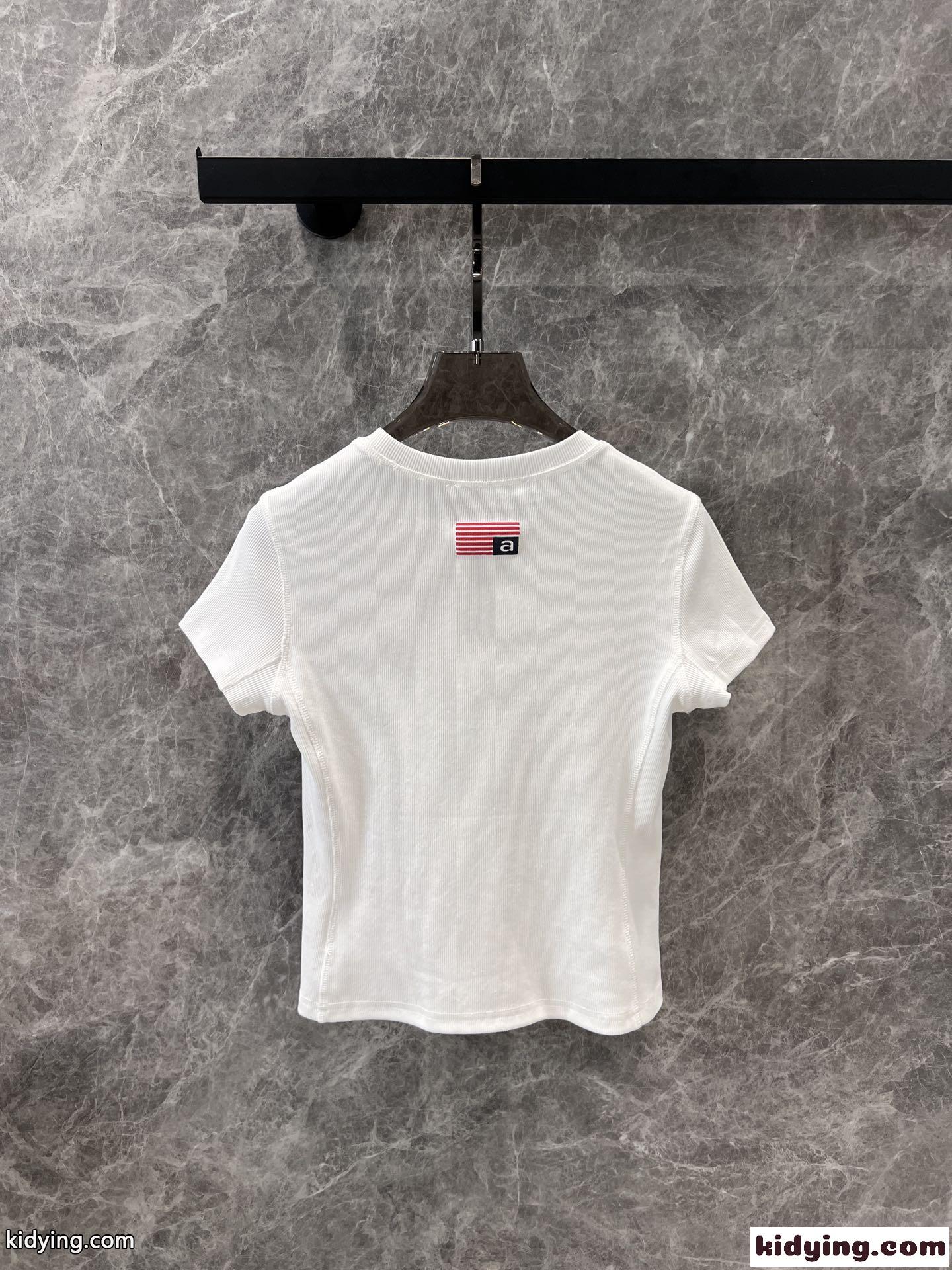 アレキサンダーワング Tシャツ コピー シンプル ロゴ コンパクト 半袖Tシャツ ホワイト-2