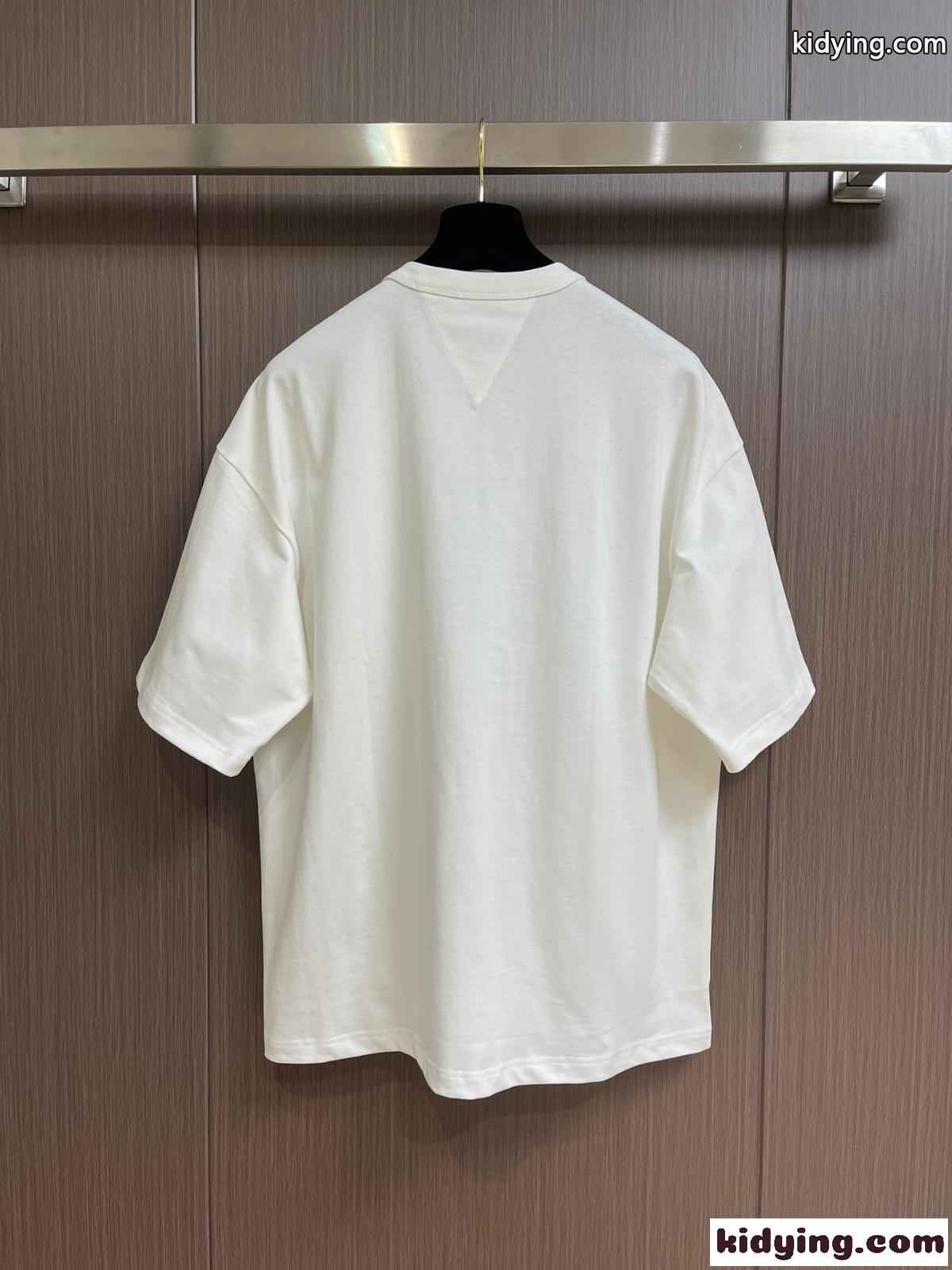 シンプル おしゃれ クルーネック ボッテガ・ヴェネタ Tシャツ コピー 半袖 トップス ホワイト-1