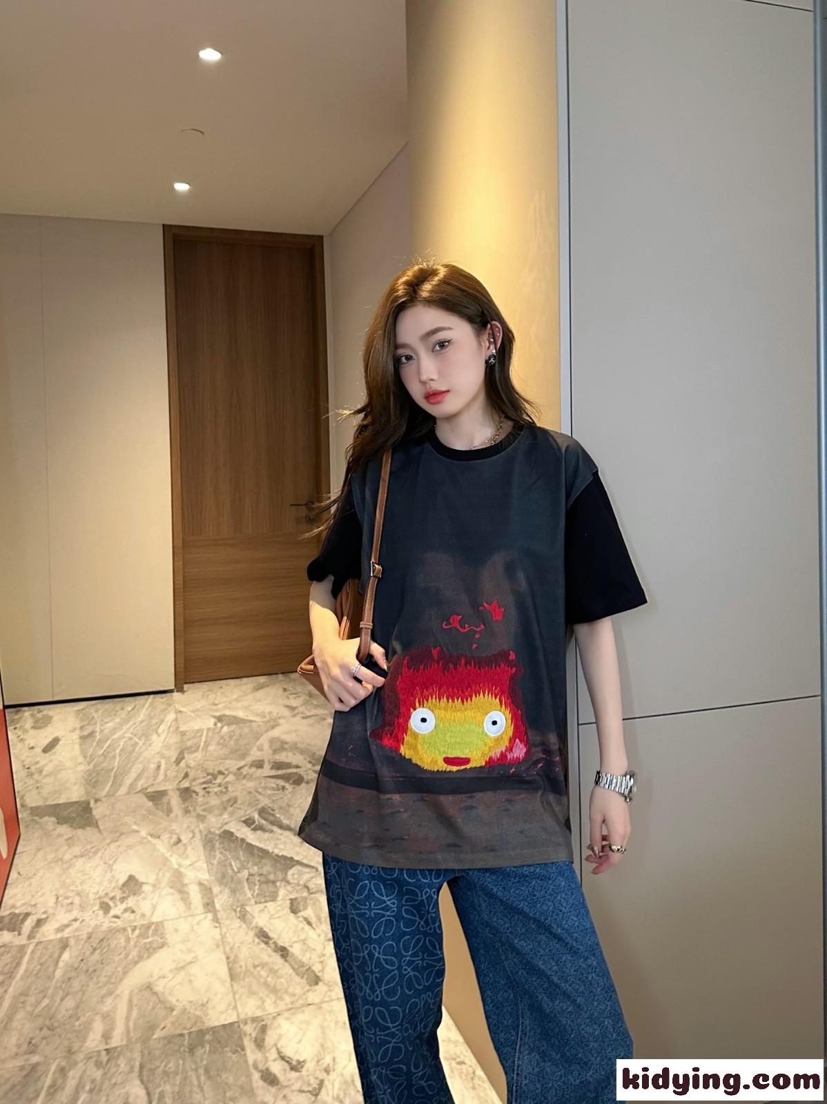LOEWE × ハウルの動く城 カルシファー 半袖Tシャツ ロエベ Tシャツ コピー ユニセックス-2