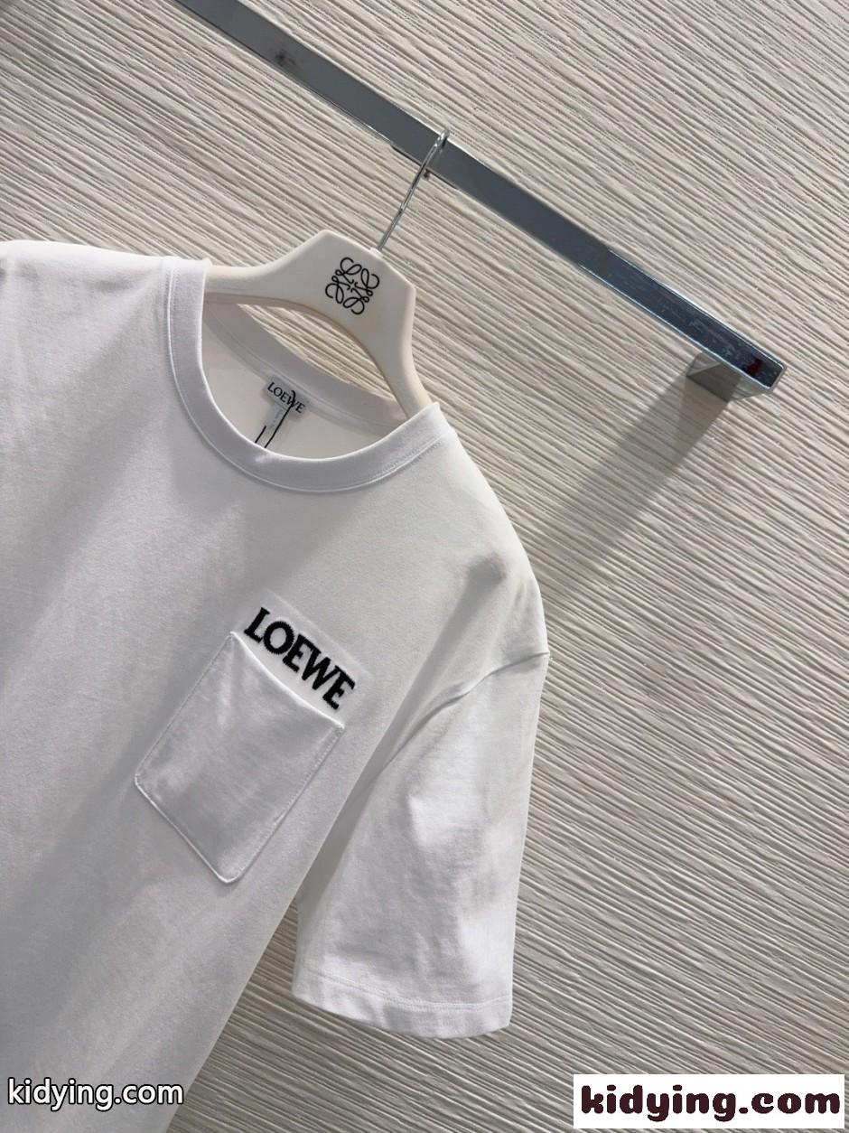ロゴ入り クルーネック 半袖Tシャツ ロエベ Tシャツ コピー ホワイト-2