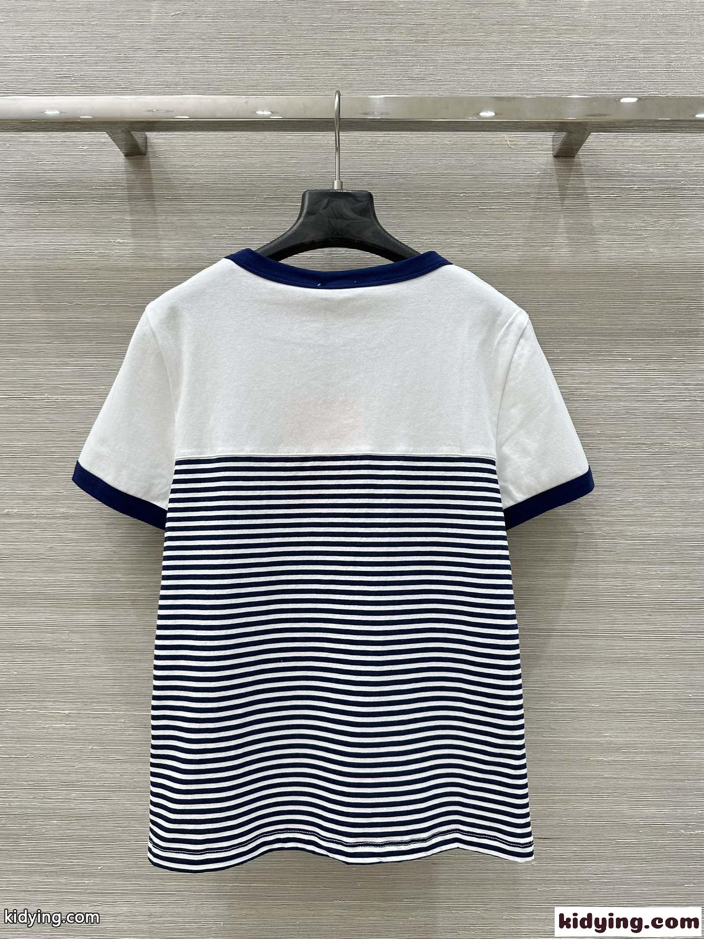 スタイリッシュ クルーネック 半袖Tシャツ ミュウミュウ Tシャツ コピー ネイビー-4