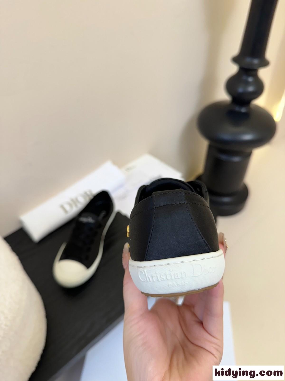 Dioriviera Dior Lucky スニーカー ディオール スーパーコピー サテン ブラック-4