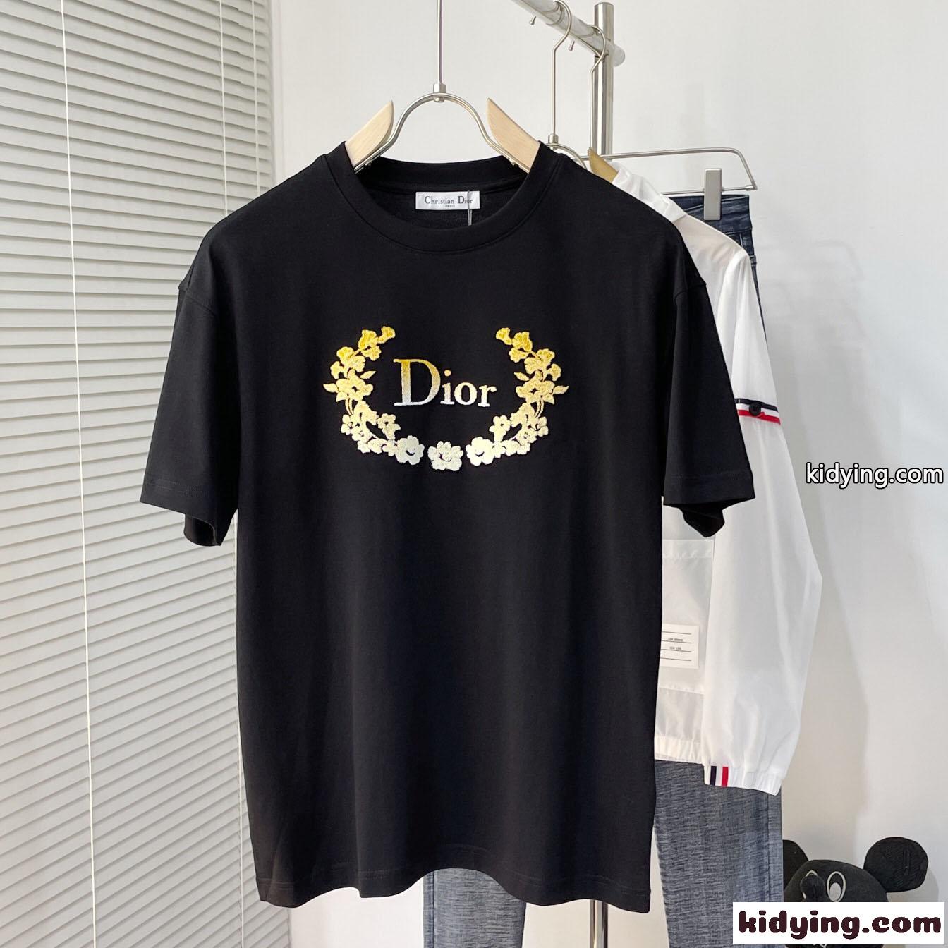 2色あり おしゃれ ロゴ クルーネック クリスチャン・ディオール Tシャツ コピー メンズ-0