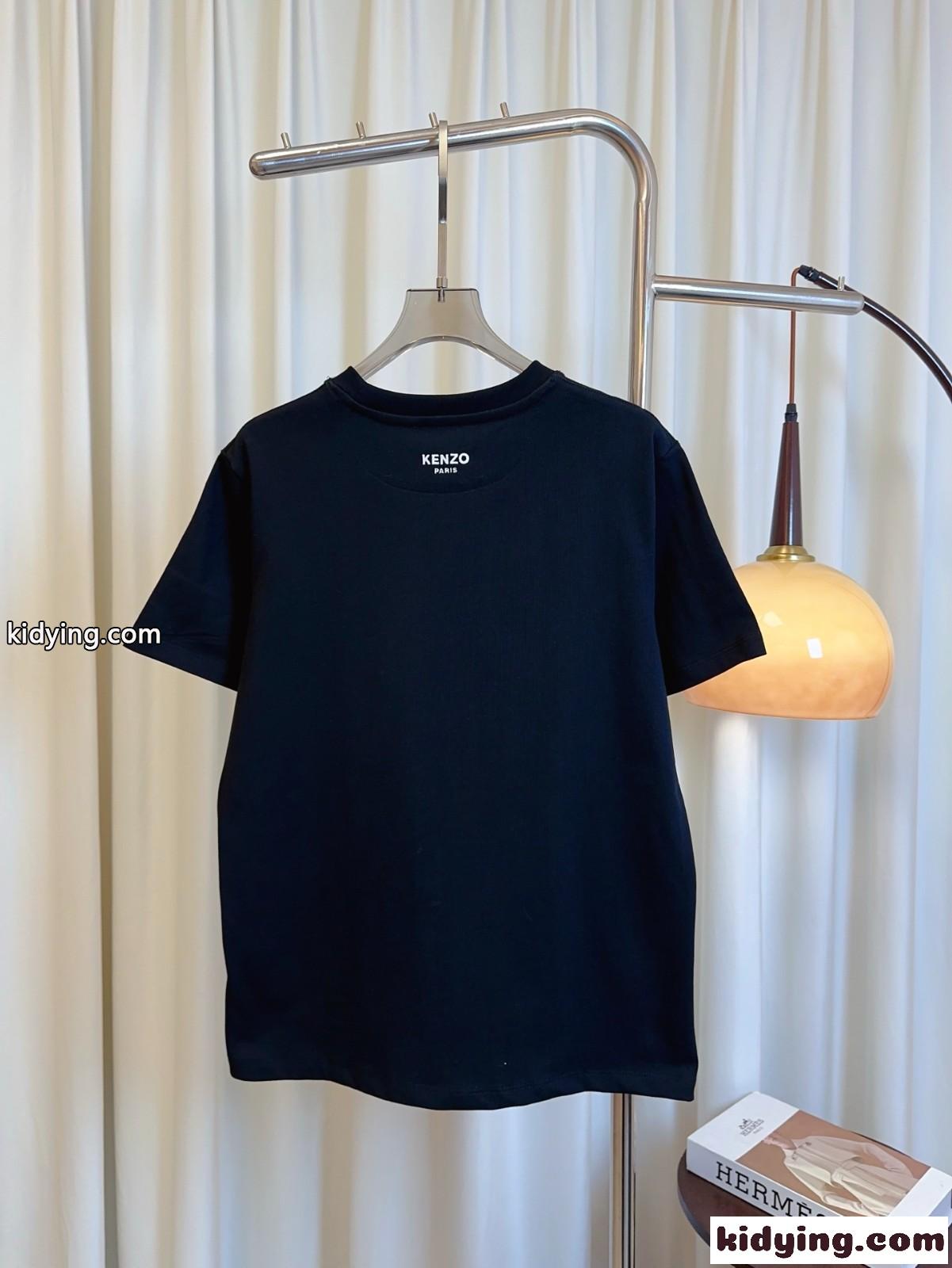カジュアル ルーズフィット 半袖Tシャツ ケンゾー Tシャツ コピー ブラック-0