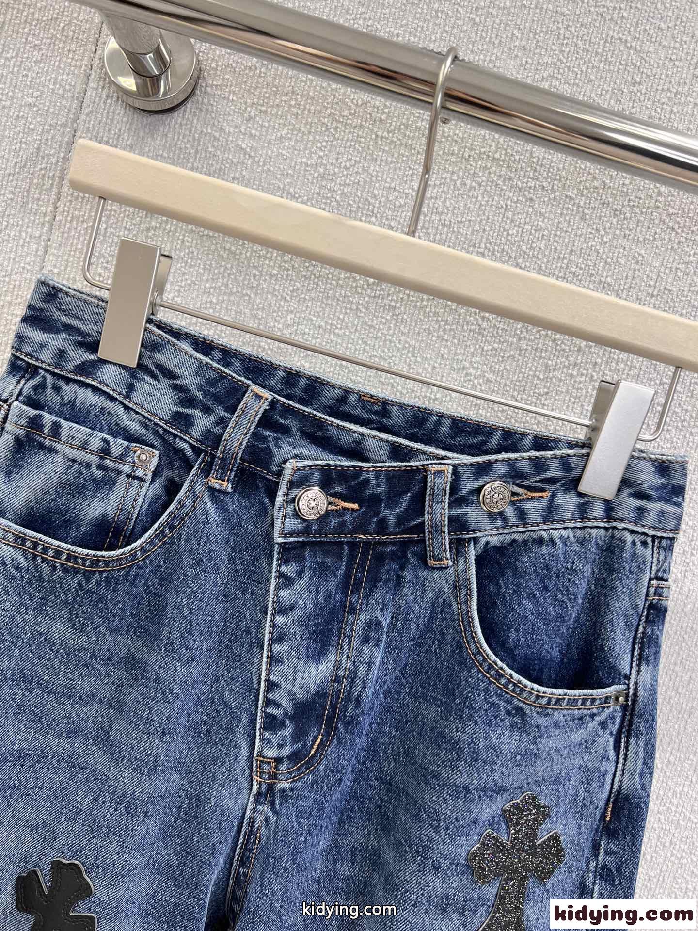 お洒落 合わせやすい クロスパッチ デニムパンツ クロムハーツ ジーンズ 偽物-3