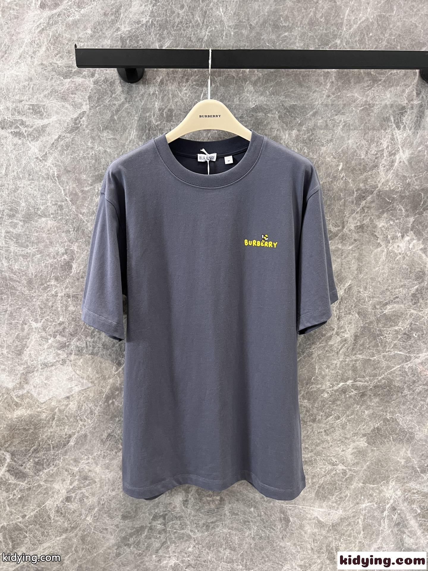 可愛い ユニセック スプリント コットンTシャツ バーバリー 半袖Tシャツ コピー グレー-0