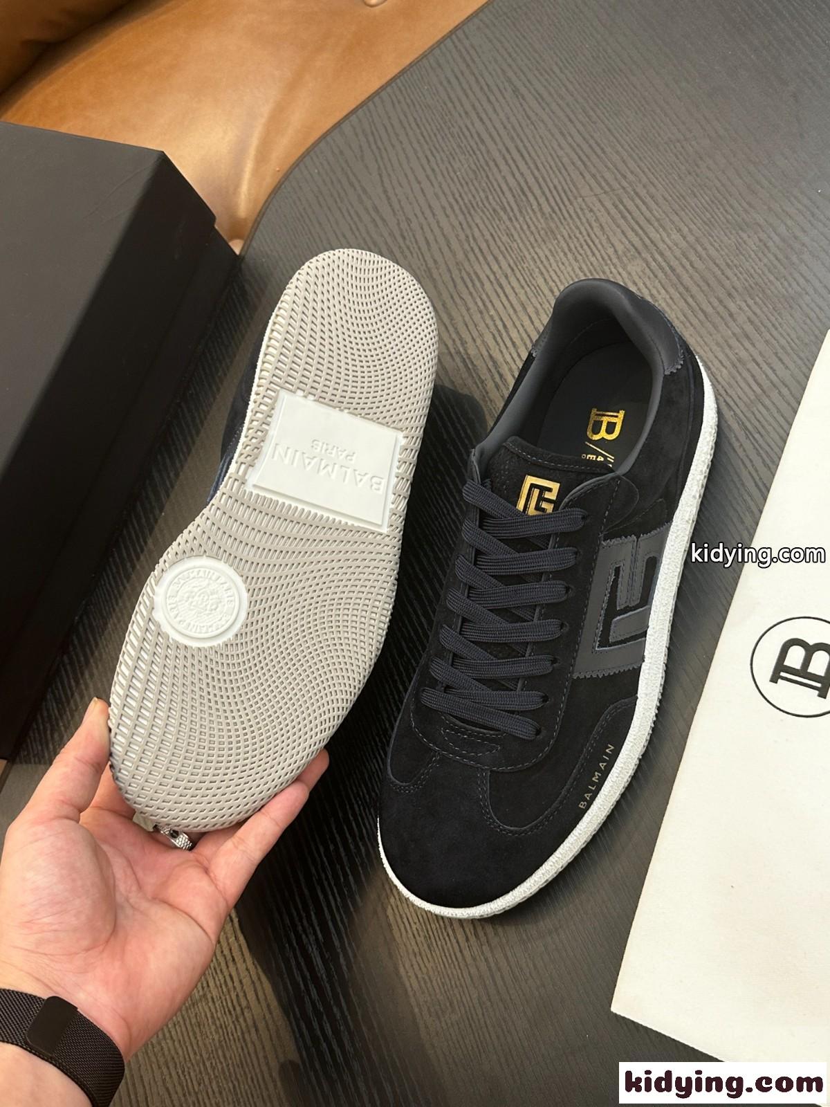 定番 カジュアル Balmain Swan スエードスニーカー バルマン スニーカー スーパーコピー-4