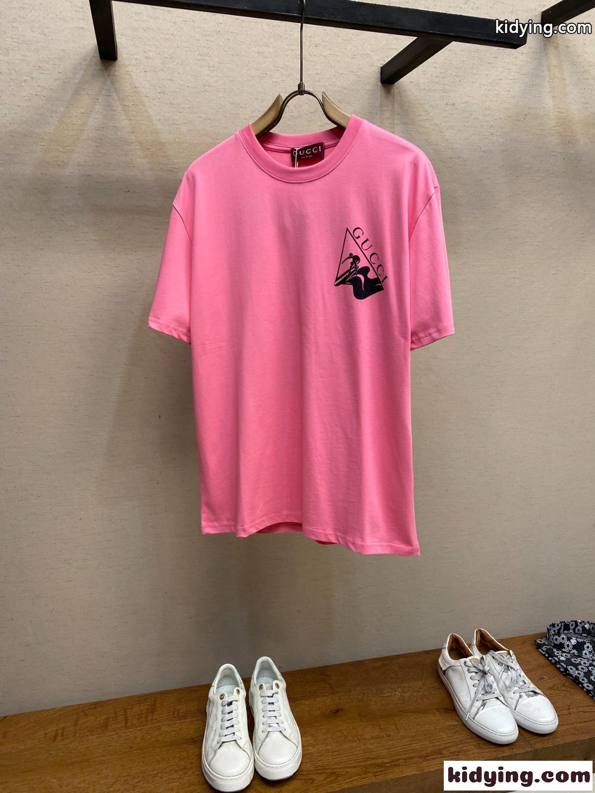 おしゃれ プリント 半袖Tシャツ グッチ Tシャツ コピー クルーネック-0